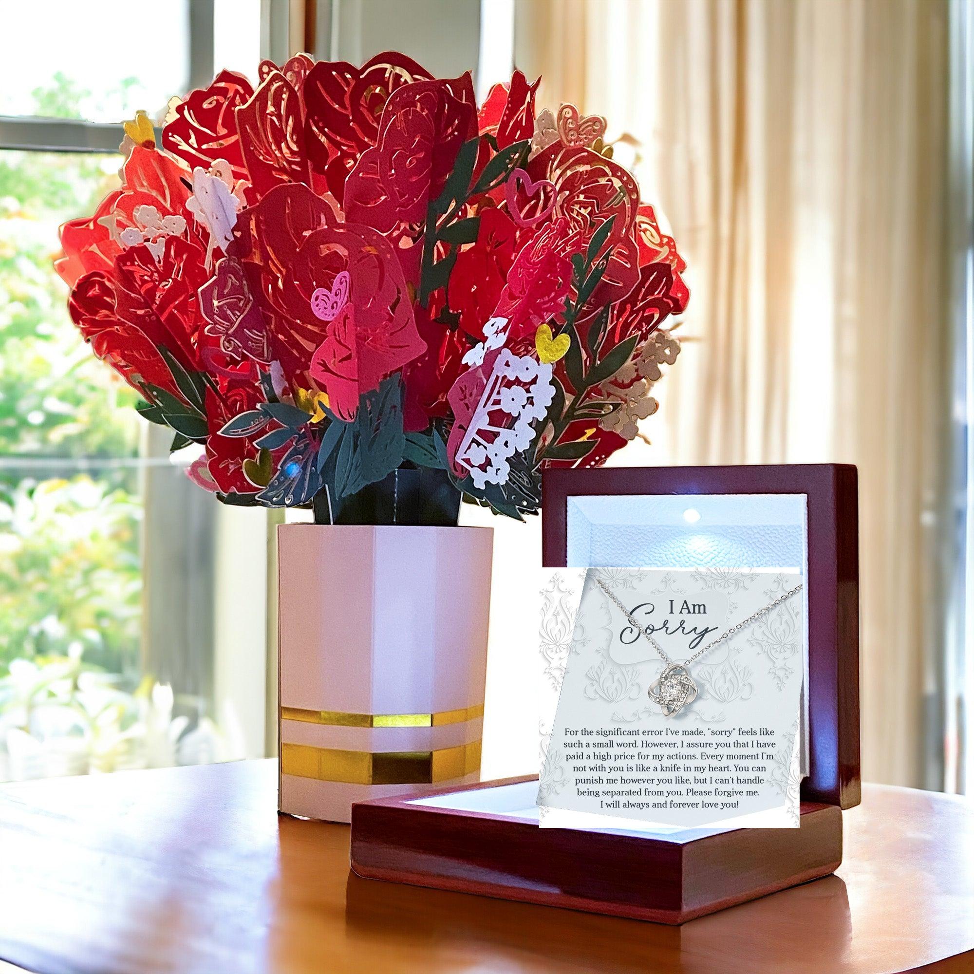 Apology Gift for Girlfriend, Wife, Soulmate - Sorry, Forever Love You - Love Knot Pendant Necklace - Mallard Moon Gift Shop