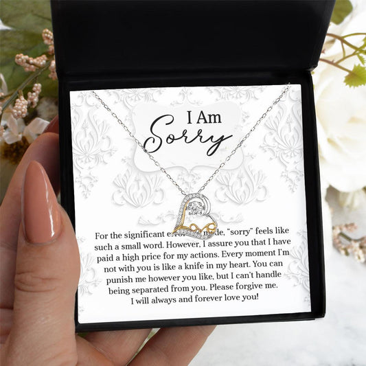 Apology Gift for Girlfriend, Wife, Soulmate - Sorry, Forever Love You - Love Dancing Heart Pendant Necklace - Mallard Moon Gift Shop