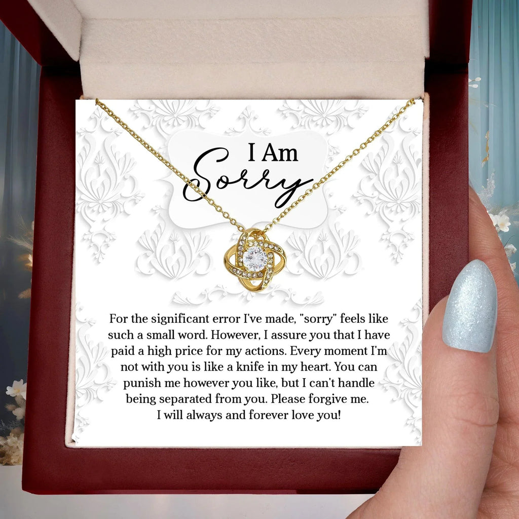 Apology Gift for Girlfriend, Wife, Soulmate - Sorry, Forever Love You - Love Knot Pendant Necklace