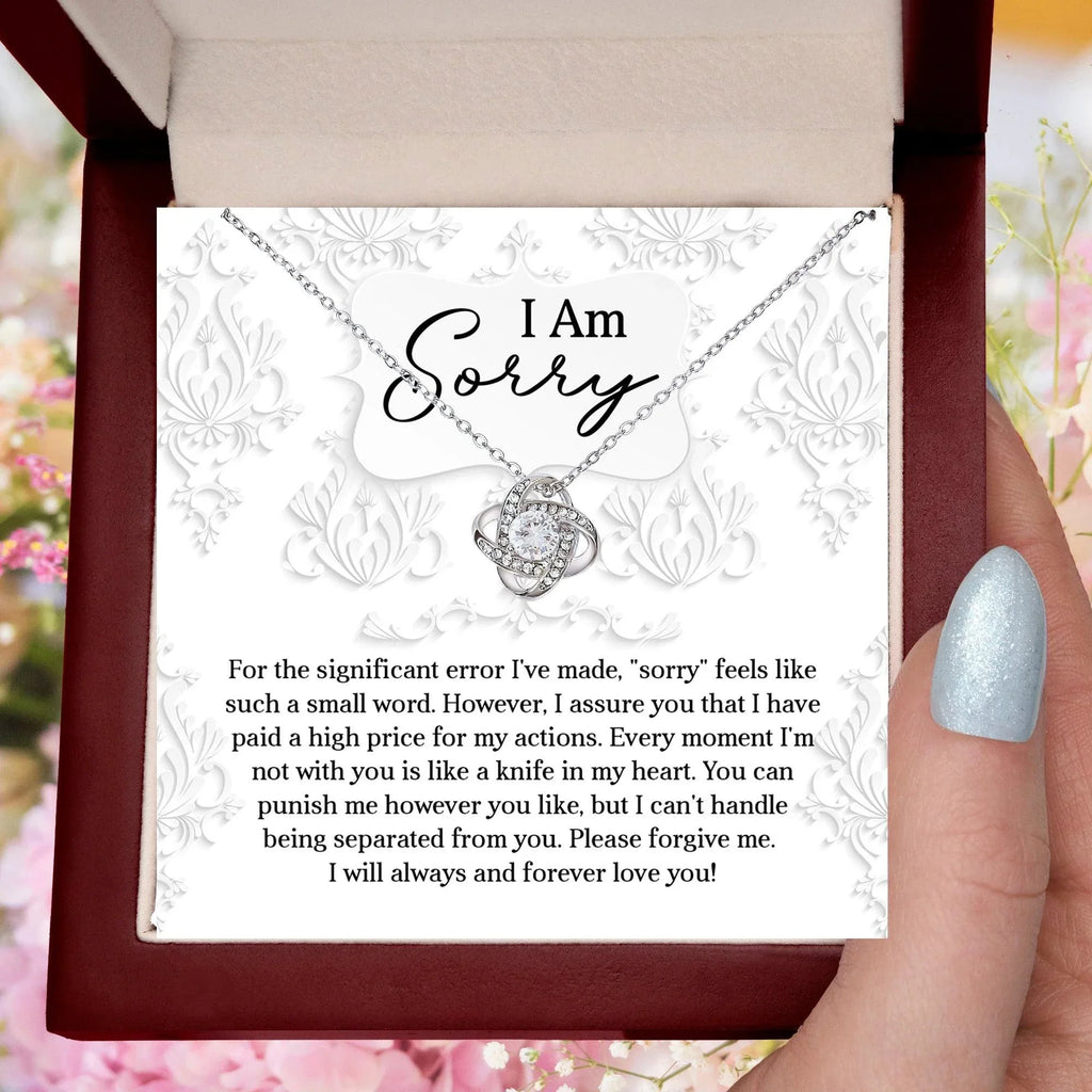 Apology Gift for Girlfriend, Wife, Soulmate - Sorry, Forever Love You - Love Knot Pendant Necklace