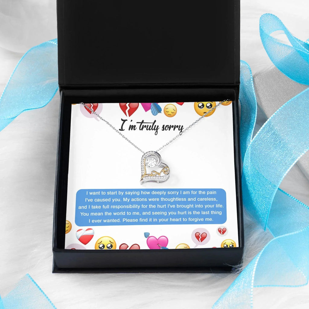 Apology Gift for Girlfriend, Wife, Soulmate - Sorry, How Deeply Sorry - Love Dancing Heart Pendant Necklace