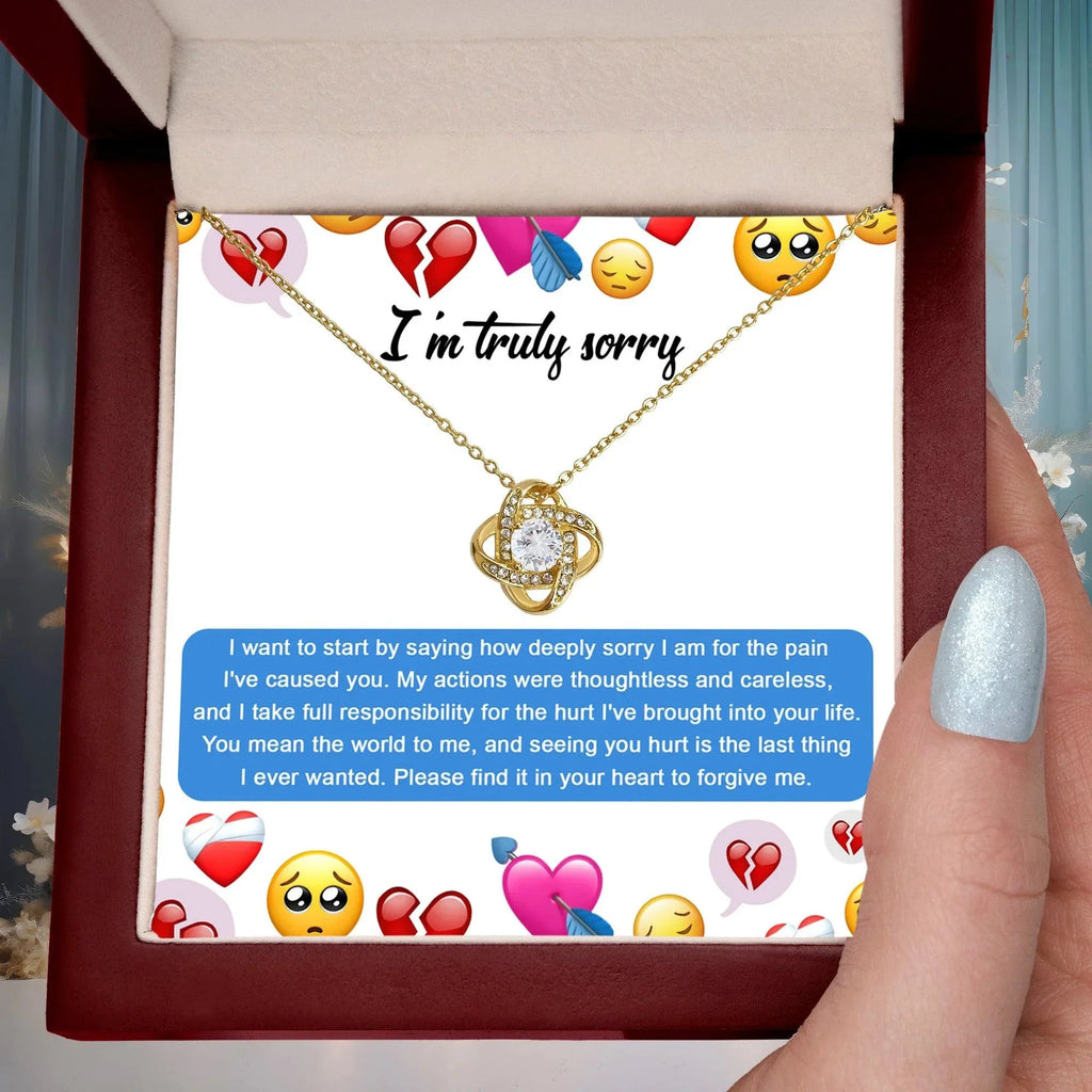Apology Gift for Girlfriend, Wife, Soulmate - Sorry, How Deeply Sorry - Love Knot Pendant Necklace