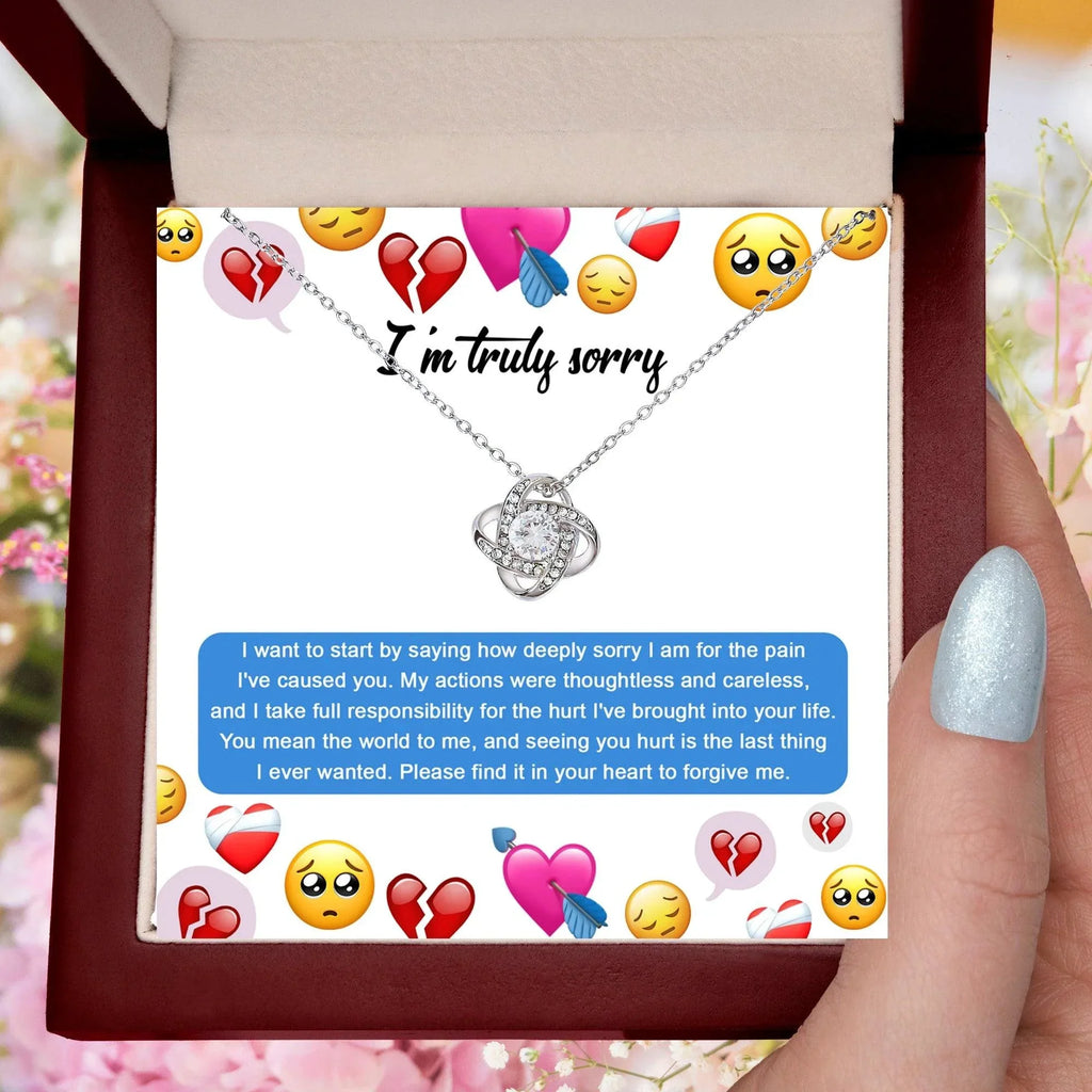 Apology Gift for Girlfriend, Wife, Soulmate - Sorry, How Deeply Sorry - Love Knot Pendant Necklace