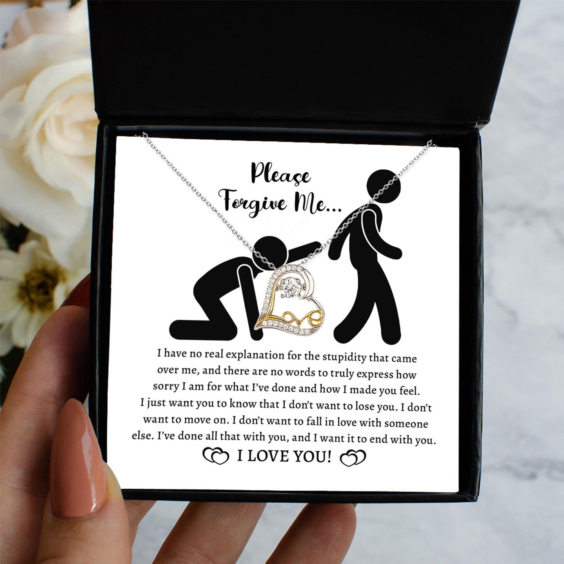 Apology Gift for Girlfriend, Wife, Soulmate - Sorry, Made You Feel - Love Dancing Heart Pendant Necklace - Mallard Moon Gift Shop