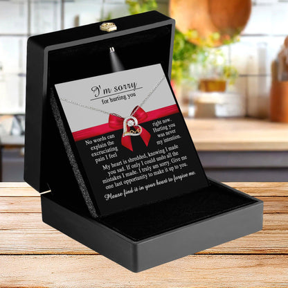 Apology Gift for Girlfriend, Wife, Soulmate - Sorry, Made You Sad - Love Dancing Heart Pendant Necklace - Mallard Moon Gift Shop
