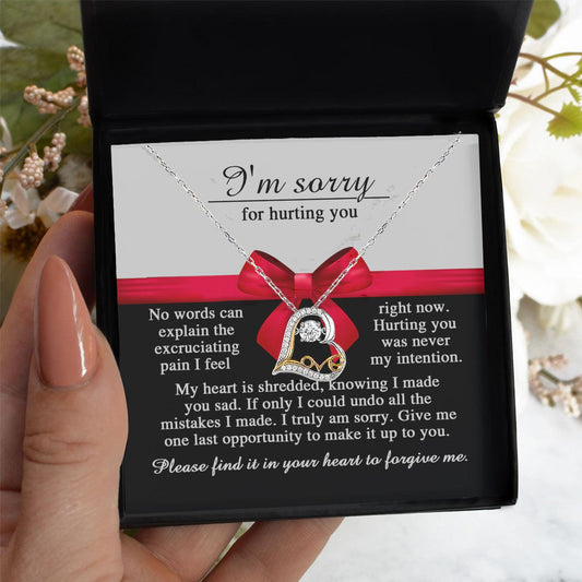 Apology Gift for Girlfriend, Wife, Soulmate - Sorry, Made You Sad - Love Dancing Heart Pendant Necklace - Mallard Moon Gift Shop