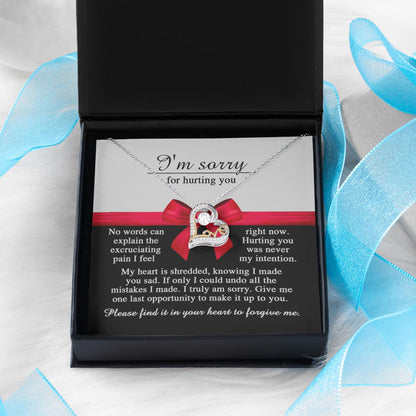 Apology Gift for Girlfriend, Wife, Soulmate - Sorry, Made You Sad - Love Dancing Heart Pendant Necklace - Mallard Moon Gift Shop