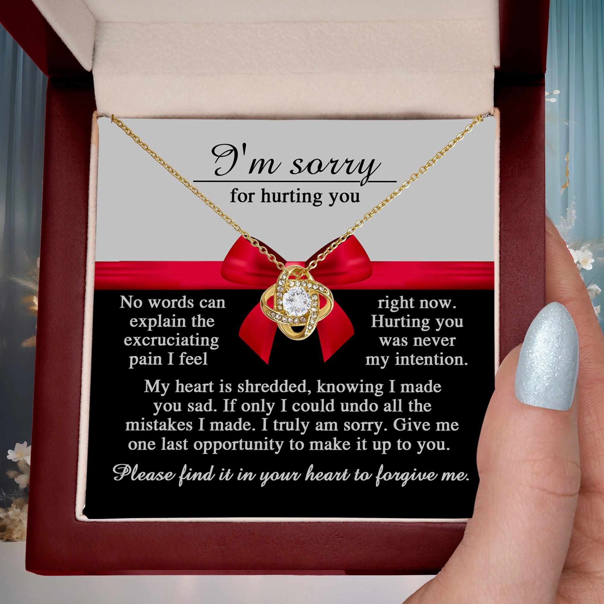 Apology Gift for Girlfriend, Wife, Soulmate - Sorry, Made You Sad - Love Knot Pendant Necklace - Mallard Moon Gift Shop