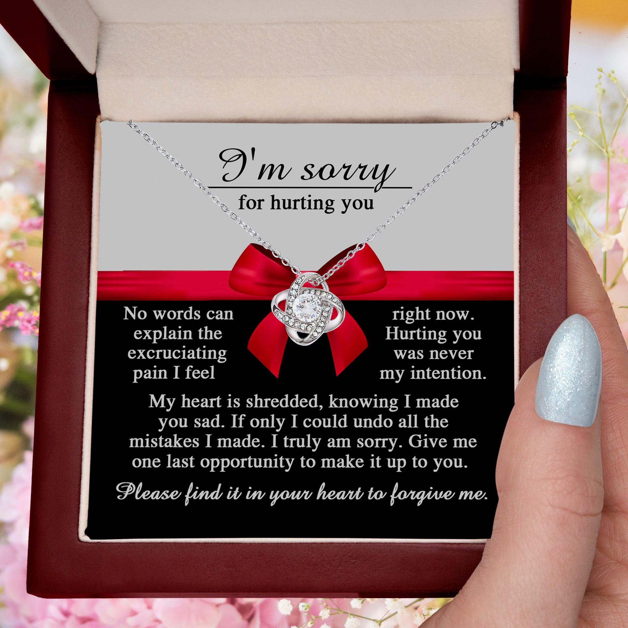 Apology Gift for Girlfriend, Wife, Soulmate - Sorry, Made You Sad - Love Knot Pendant Necklace - Mallard Moon Gift Shop