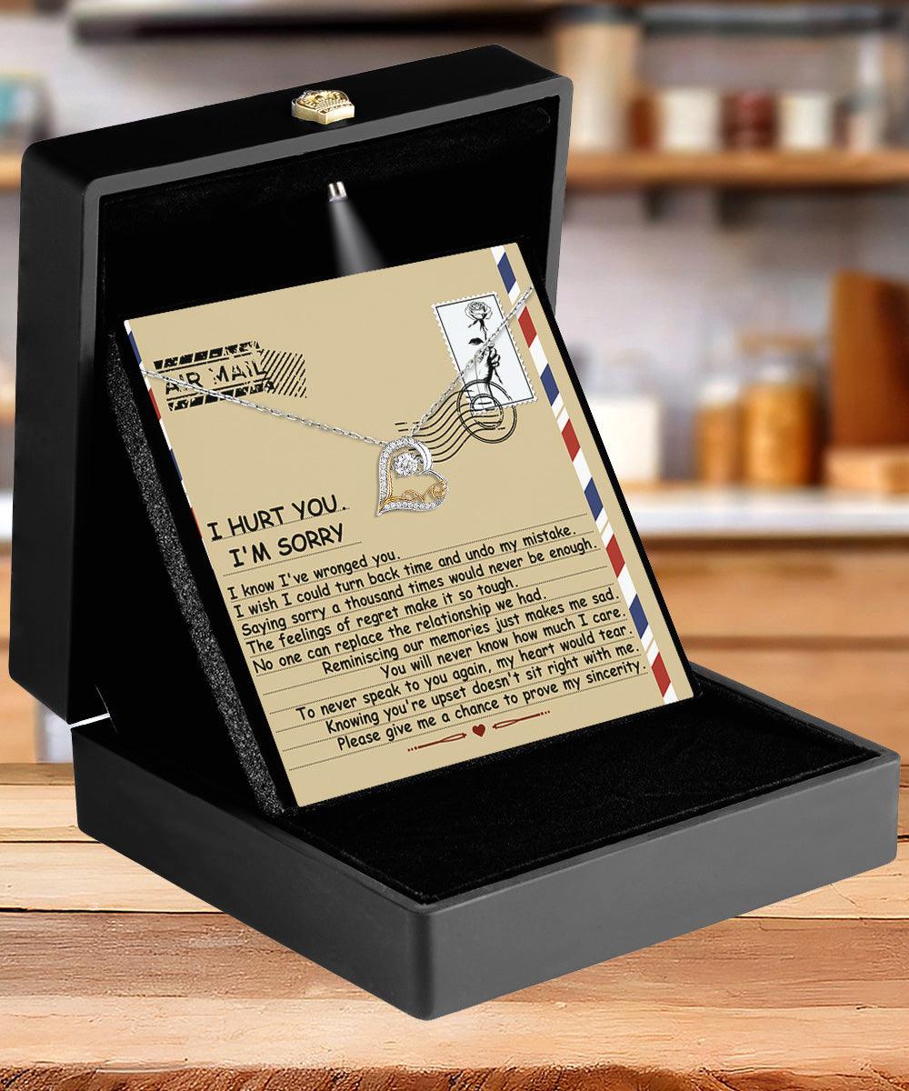 Apology Gift for Girlfriend, Wife, Soulmate - Sorry, Makes Me Sad - Love Dancing Heart Pendant Necklace - Mallard Moon Gift Shop