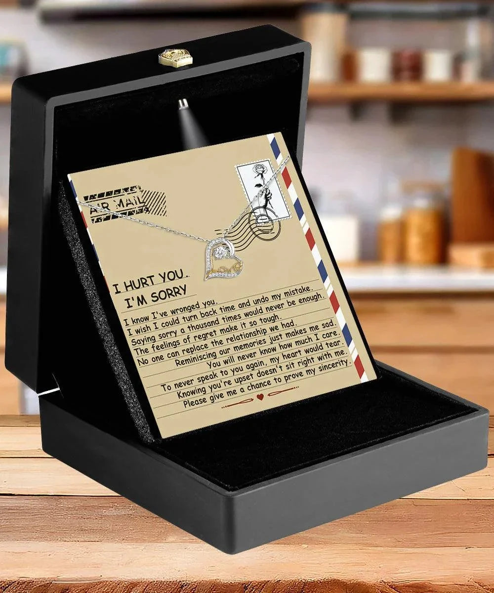 Apology Gift for Girlfriend, Wife, Soulmate - Sorry, Makes Me Sad - Love Dancing Heart Pendant Necklace