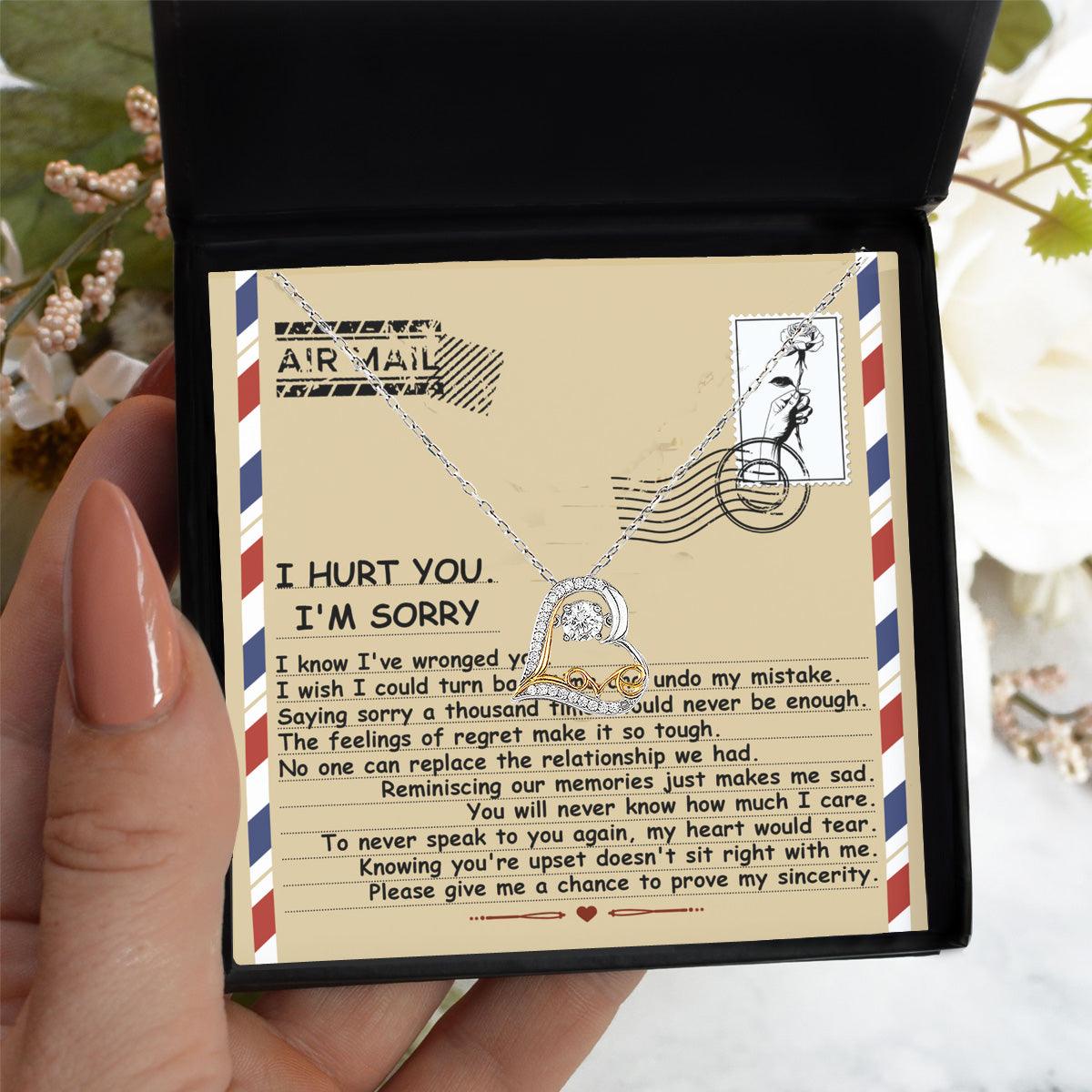 Apology Gift for Girlfriend, Wife, Soulmate - Sorry, Makes Me Sad - Love Dancing Heart Pendant Necklace - Mallard Moon Gift Shop
