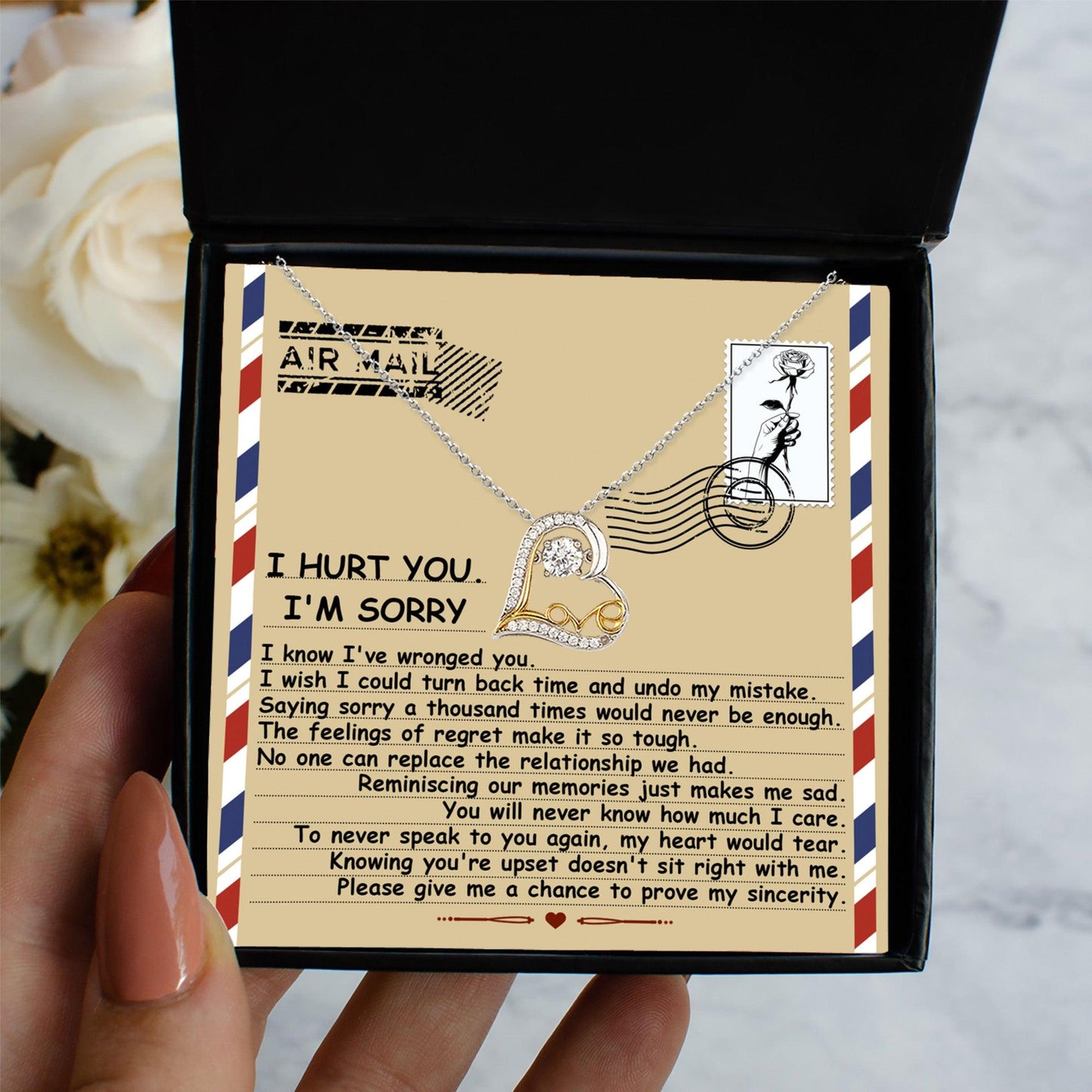 Apology Gift for Girlfriend, Wife, Soulmate - Sorry, Makes Me Sad - Love Dancing Heart Pendant Necklace - Mallard Moon Gift Shop
