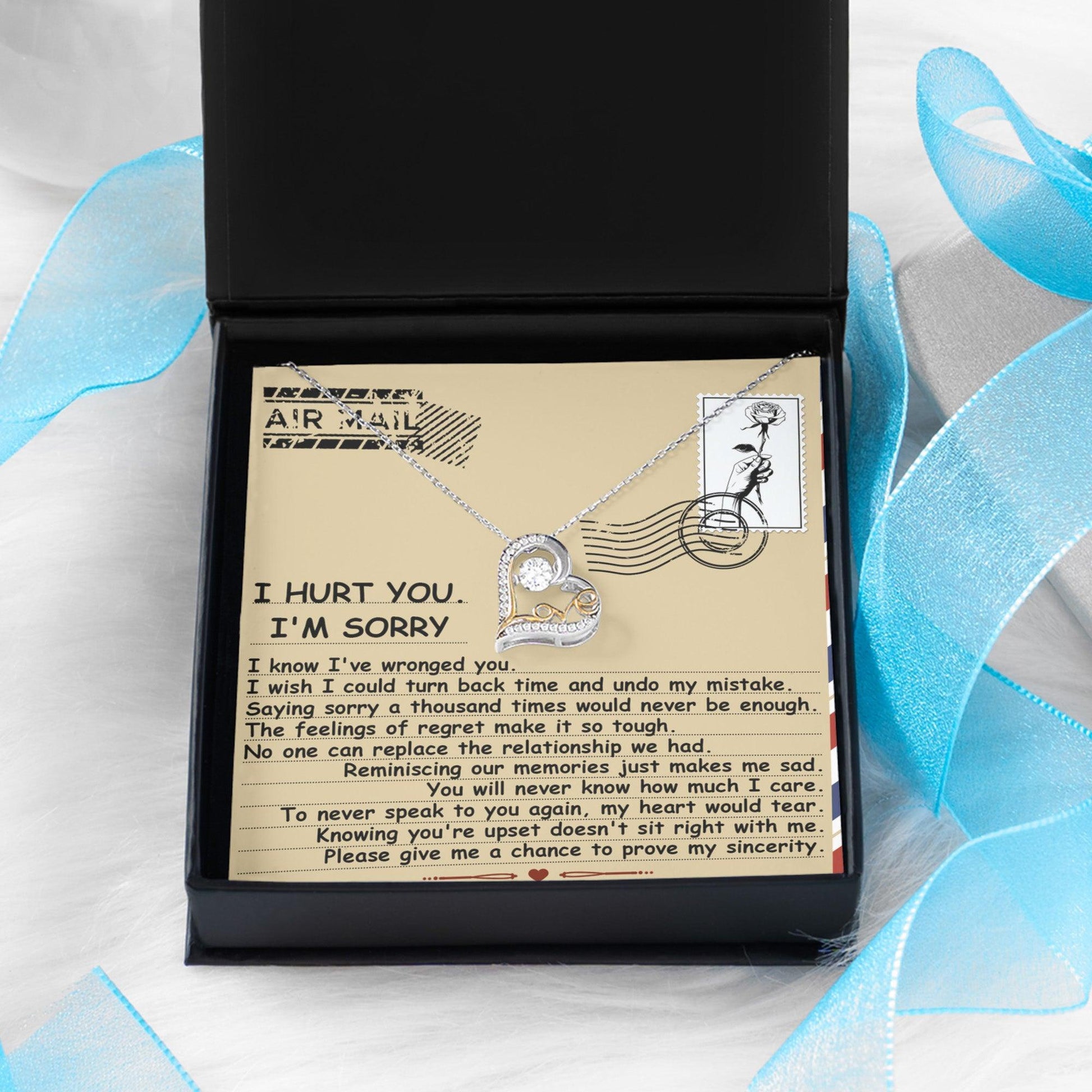 Apology Gift for Girlfriend, Wife, Soulmate - Sorry, Makes Me Sad - Love Dancing Heart Pendant Necklace - Mallard Moon Gift Shop