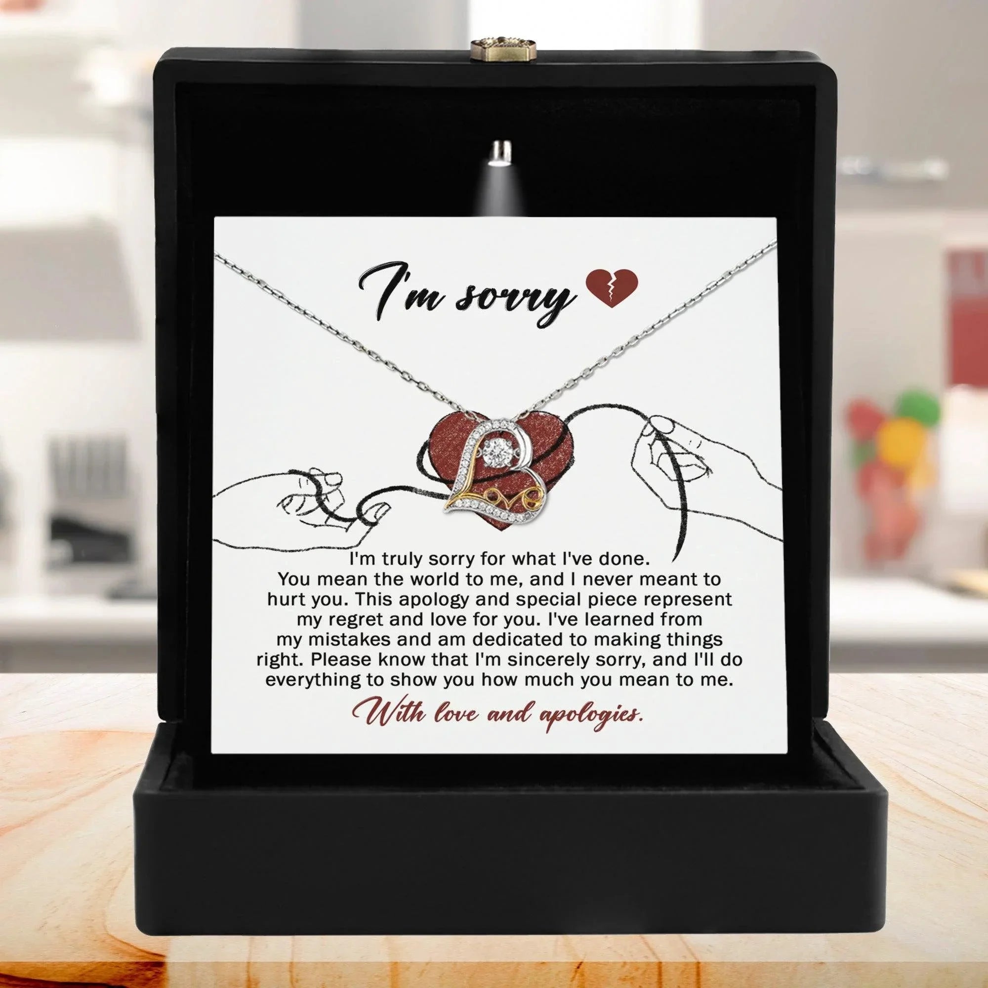 Apology Gift for Girlfriend, Wife, Soulmate - Sorry, Mean The World - Love Dancing Heart Pendant Necklace