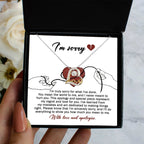 Apology Gift for Girlfriend, Wife, Soulmate - Sorry, Mean The World - Love Dancing Heart Pendant Necklace