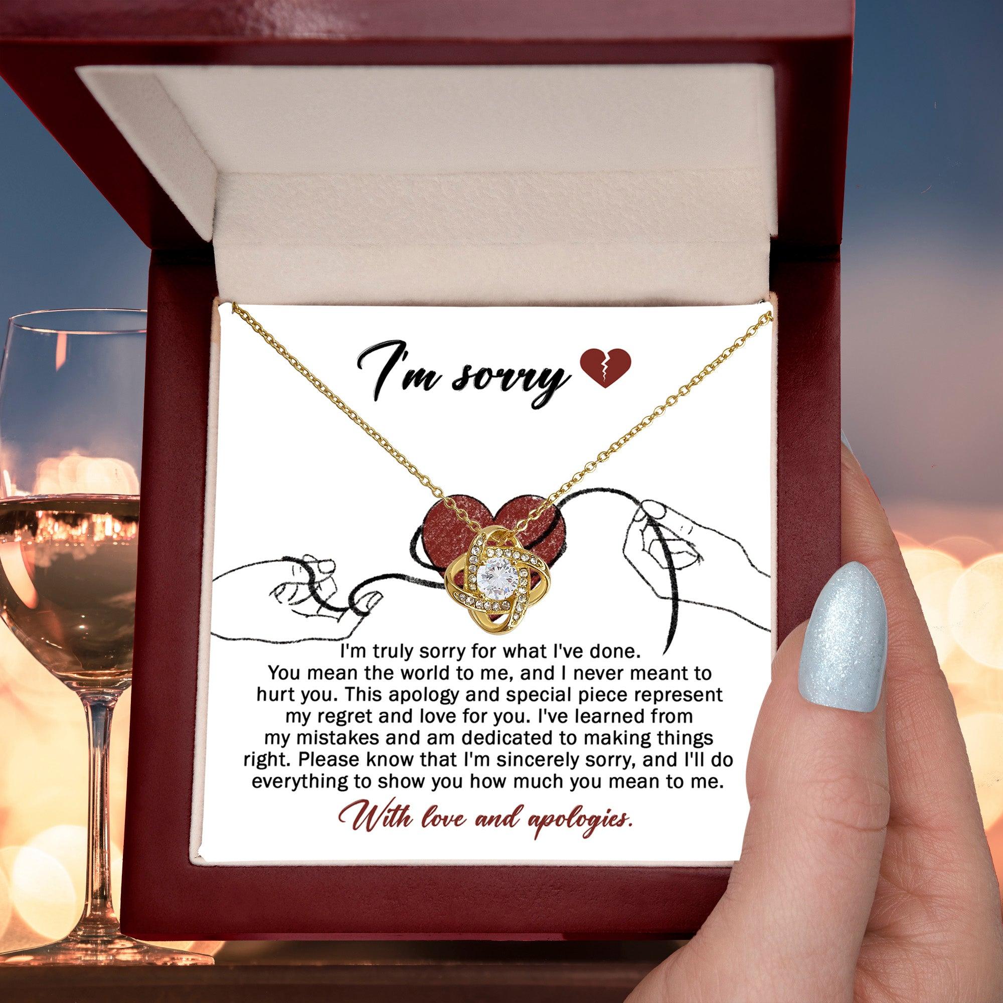 Apology Gift for Girlfriend, Wife, Soulmate - Sorry, Mean The World - Love Knot Pendant Necklace - Mallard Moon Gift Shop