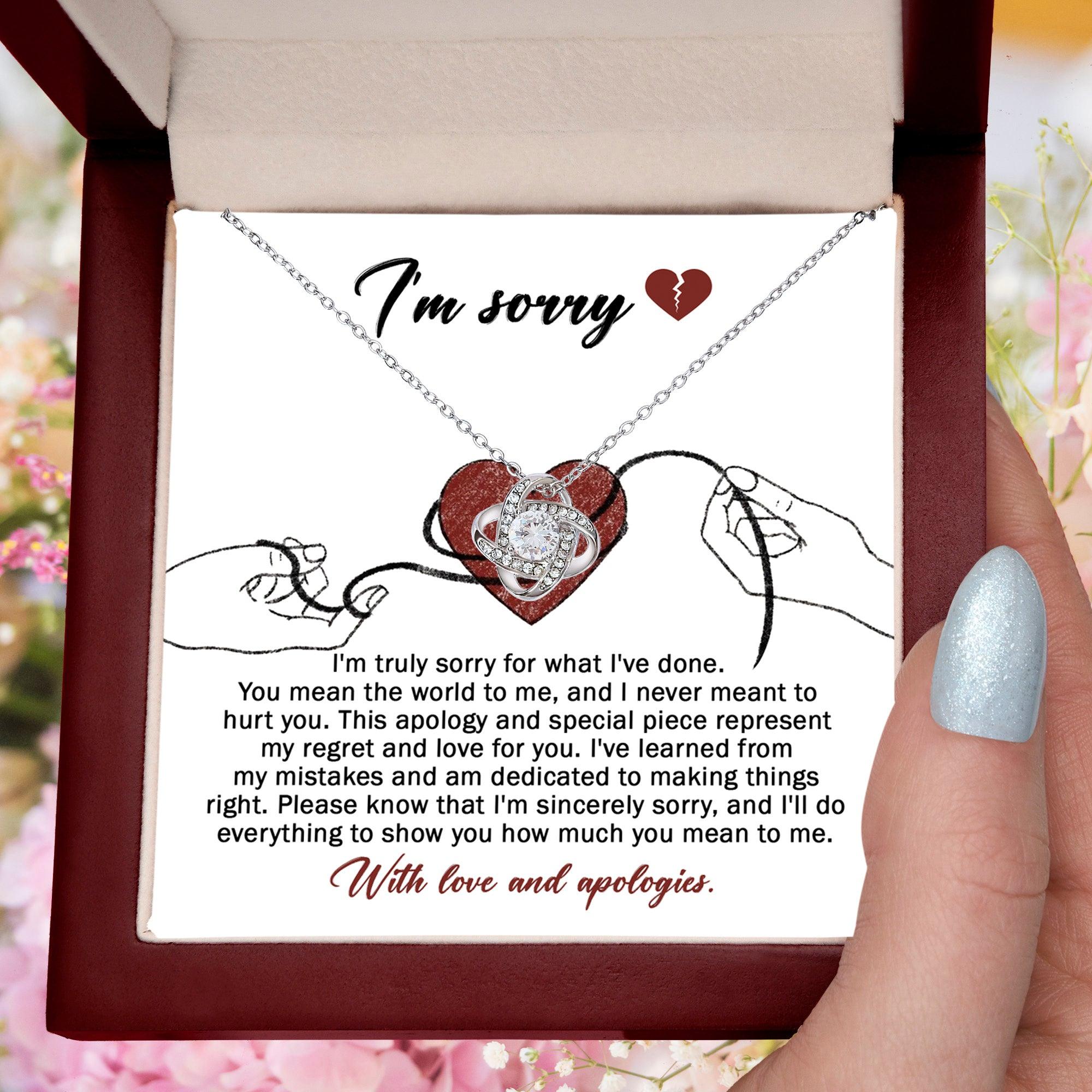 Apology Gift for Girlfriend, Wife, Soulmate - Sorry, Mean The World - Love Knot Pendant Necklace - Mallard Moon Gift Shop
