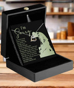 Apology Gift for Girlfriend, Wife, Soulmate - Sorry, On My Knees - Love Dancing Heart Pendant Necklace