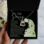Apology Gift for Girlfriend, Wife, Soulmate - Sorry, On My Knees - Love Dancing Heart Pendant Necklace