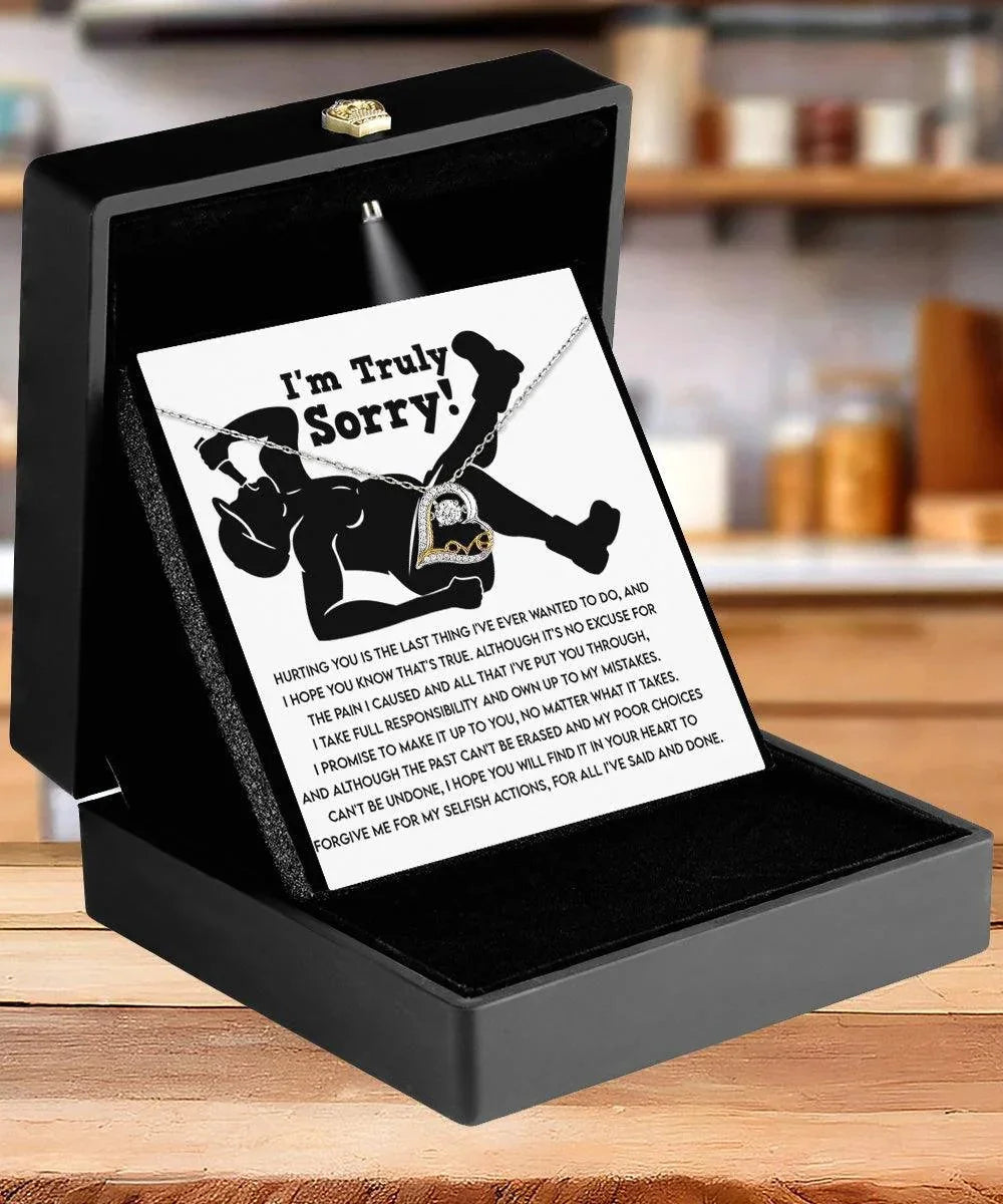 Apology Gift for Girlfriend, Wife, Soulmate - Sorry, Selfish Actions - Love Dancing Heart Pendant Necklace