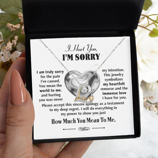 Apology Gift for Girlfriend, Wife, Soulmate - Sorry, Sincere Apology - Love Dancing Heart Pendant Necklace - Mallard Moon Gift Shop