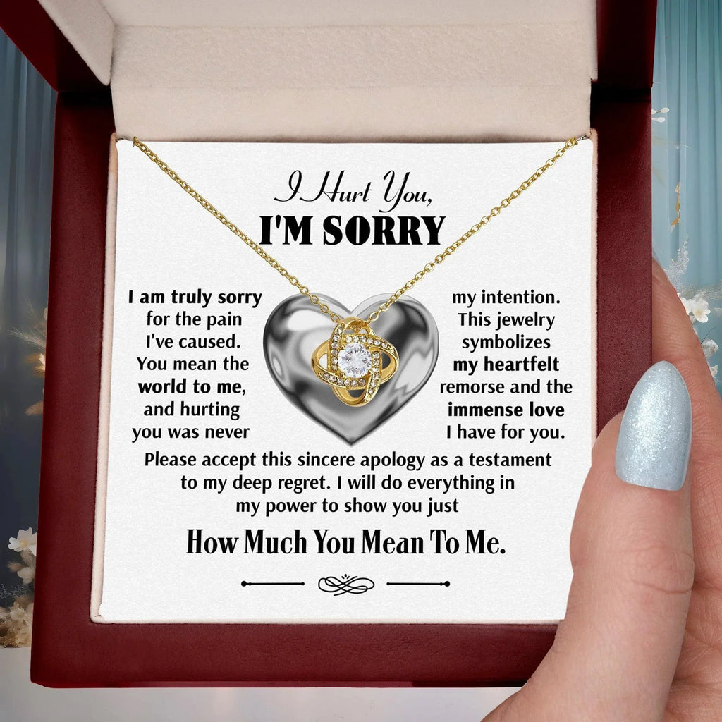 Apology Gift for Girlfriend, Wife, Soulmate - Sorry, Sincere Apology - Love Knot Pendant Necklace