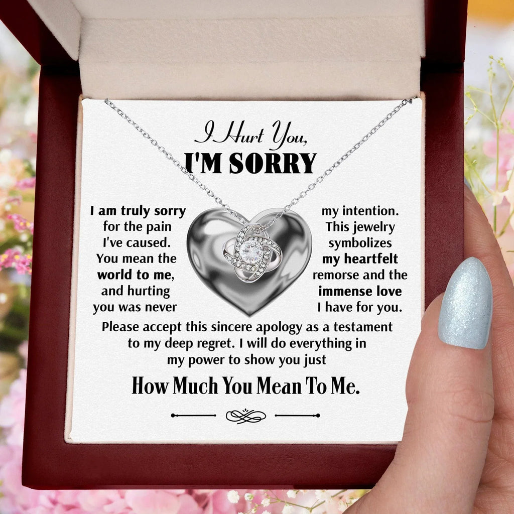 Apology Gift for Girlfriend, Wife, Soulmate - Sorry, Sincere Apology - Love Knot Pendant Necklace