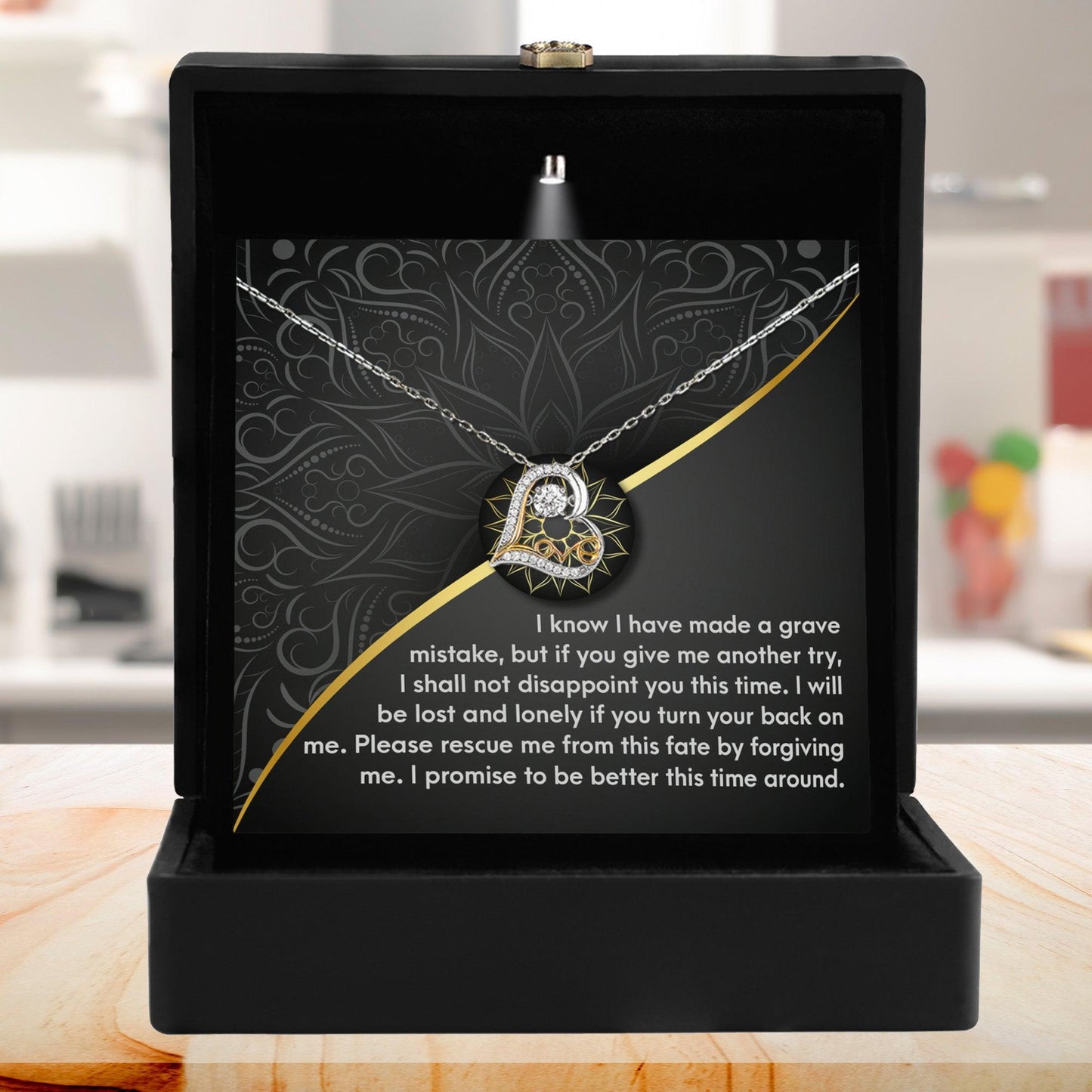Apology Gift for Girlfriend, Wife, Soulmate - Sorry, Turn Your Back-Love Dancing Heart Pendant Necklace - Mallard Moon Gift Shop