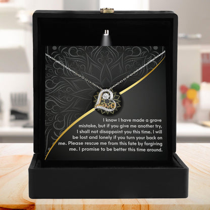 Apology Gift for Girlfriend, Wife, Soulmate - Sorry, Turn Your Back-Love Dancing Heart Pendant Necklace - Mallard Moon Gift Shop
