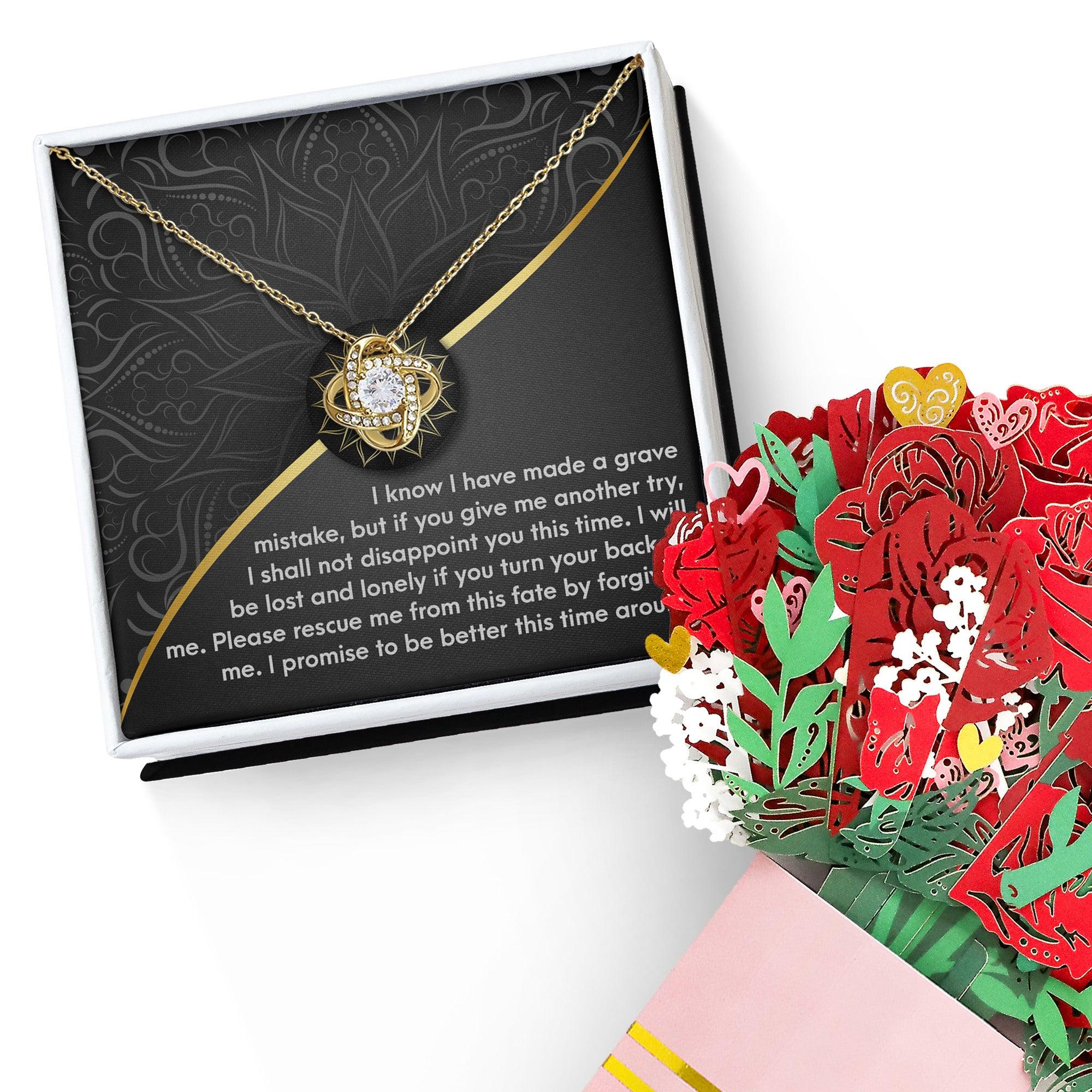 Apology Gift for Girlfriend, Wife, Soulmate-Sorry, Turn Your Back-Love Knot Pendant Necklace - Mallard Moon Gift Shop