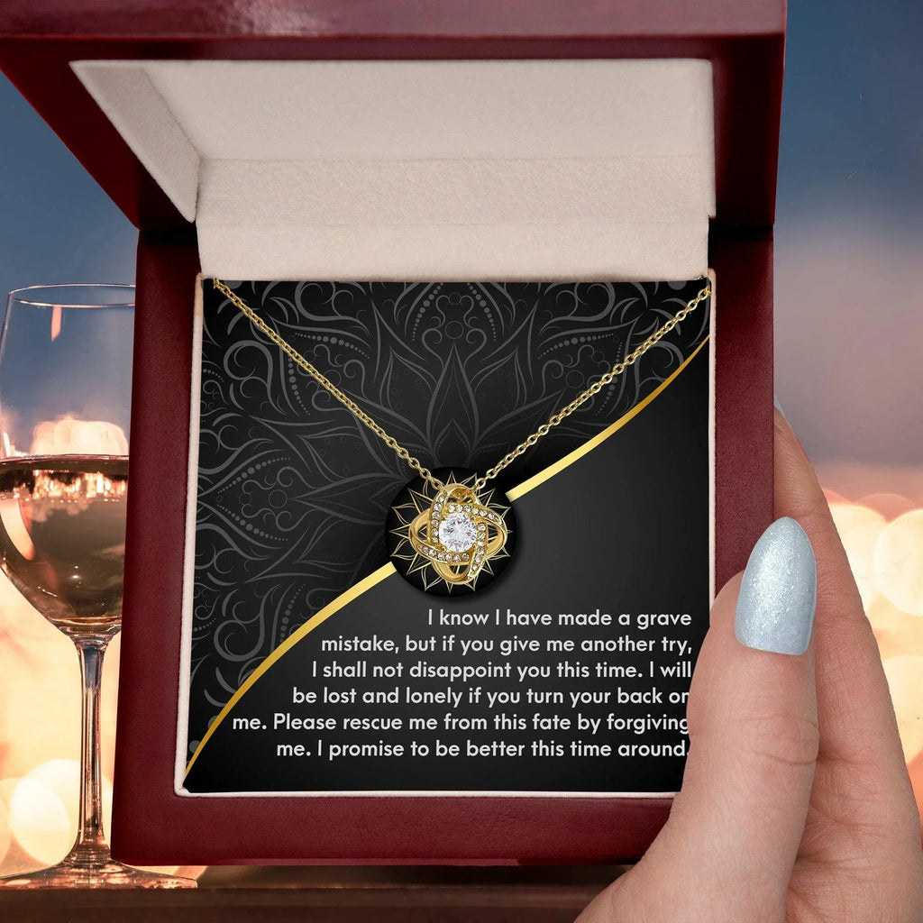 Apology Gift for Girlfriend, Wife, Soulmate-Sorry, Turn Your Back-Love Knot Pendant Necklace