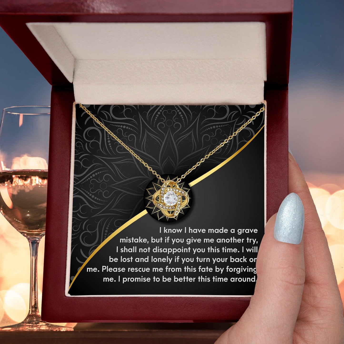 Apology Gift for Girlfriend, Wife, Soulmate-Sorry, Turn Your Back-Love Knot Pendant Necklace - Mallard Moon Gift Shop