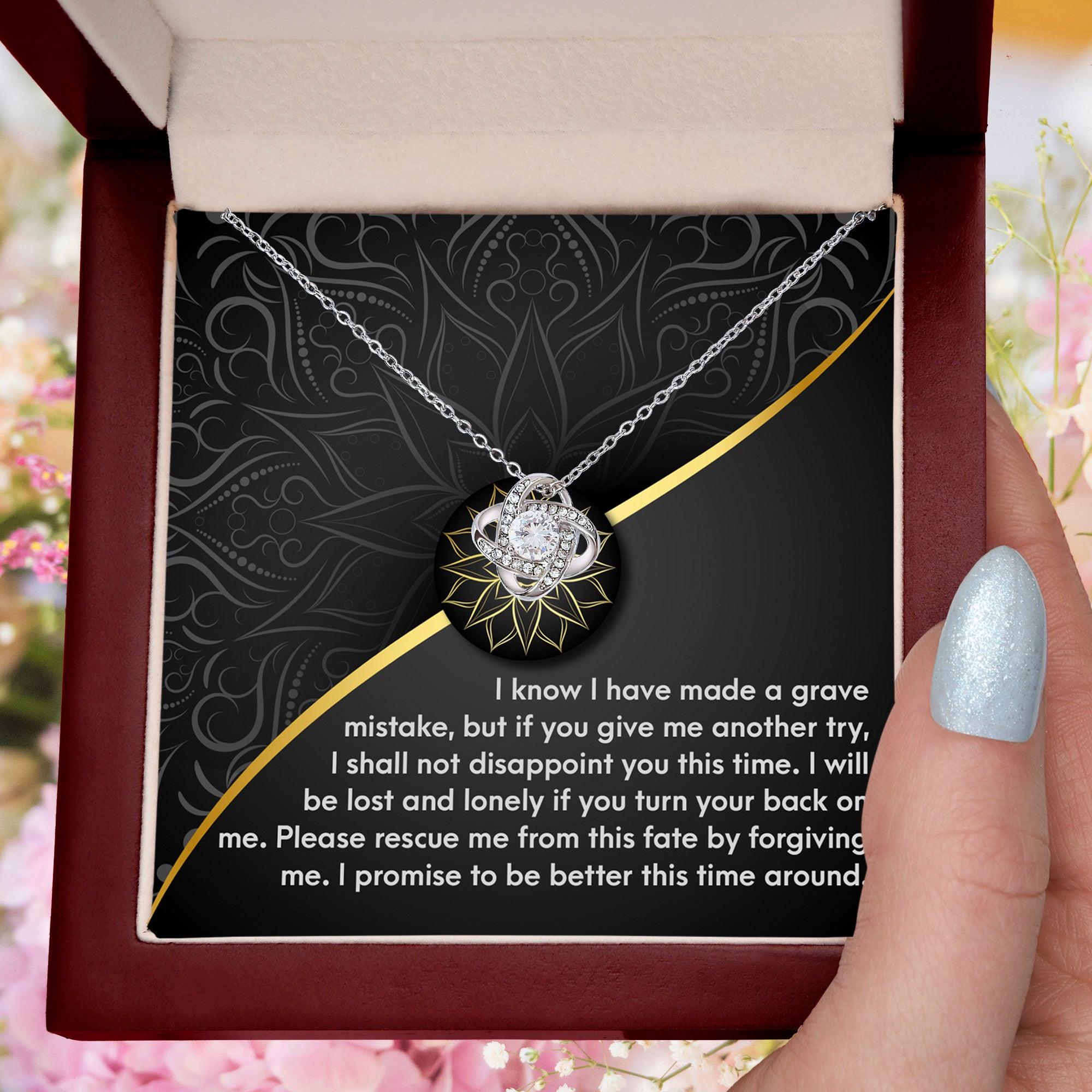 Apology Gift for Girlfriend, Wife, Soulmate-Sorry, Turn Your Back-Love Knot Pendant Necklace - Mallard Moon Gift Shop