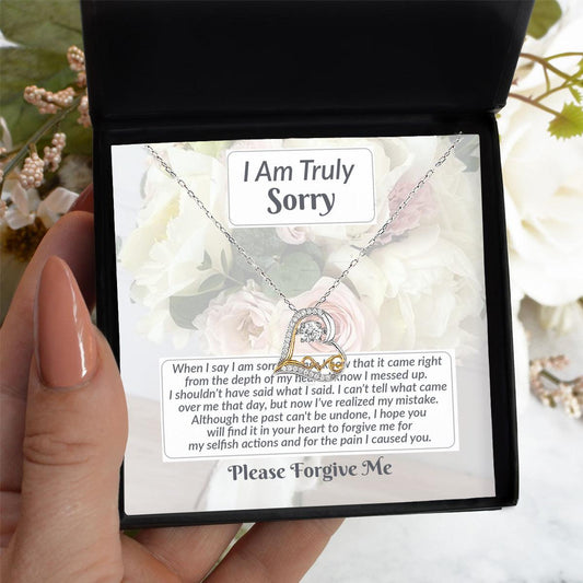 Apology Gift for Girlfriend, Wife, Soulmate - Sorry, What I Said - Love Dancing Heart Pendant Necklace - Mallard Moon Gift Shop