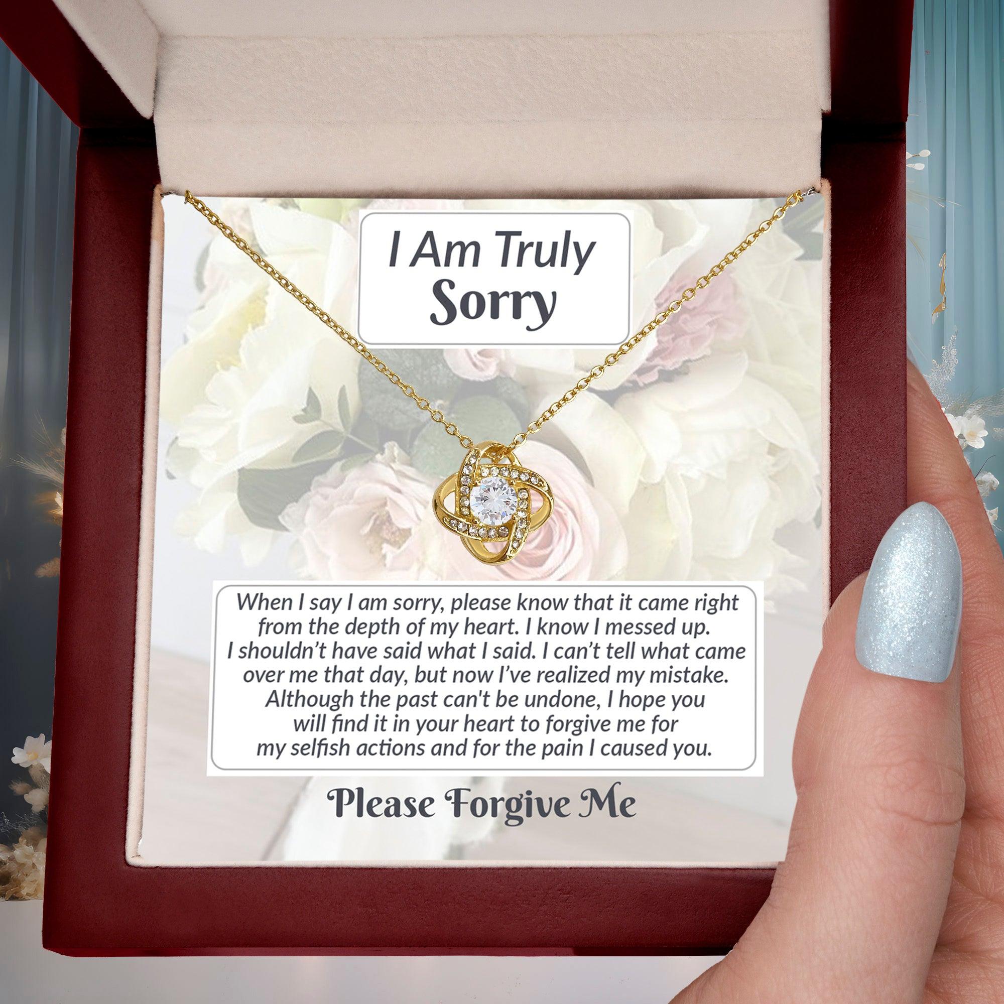 Apology Gift for Girlfriend, Wife, Soulmate - Sorry, What I Said - Love Knot Pendant Necklace - Mallard Moon Gift Shop
