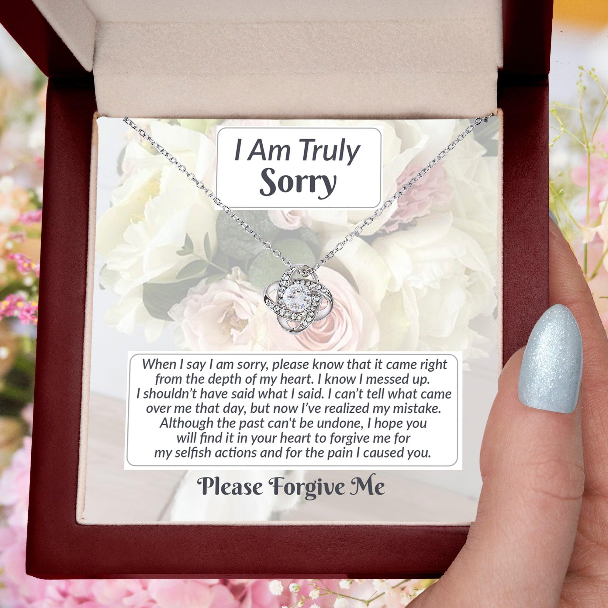 Apology Gift for Girlfriend, Wife, Soulmate - Sorry, What I Said - Love Knot Pendant Necklace - Mallard Moon Gift Shop