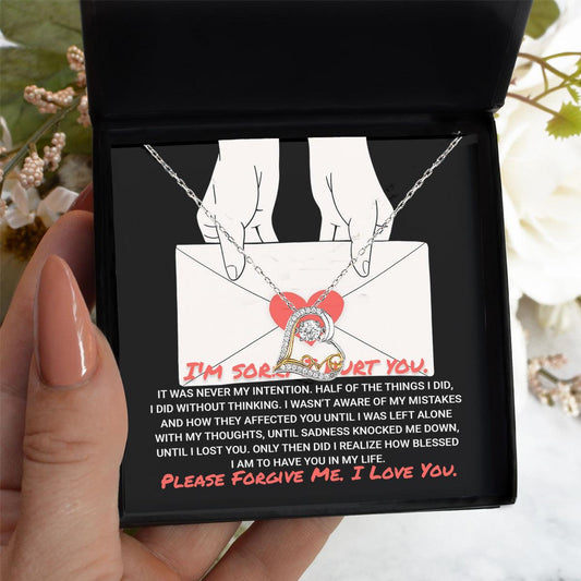Apology Gift for Girlfriend, Wife, Soulmate - Sorry, Without Thinking - Love Dancing Heart Pendant Necklace - Mallard Moon Gift Shop