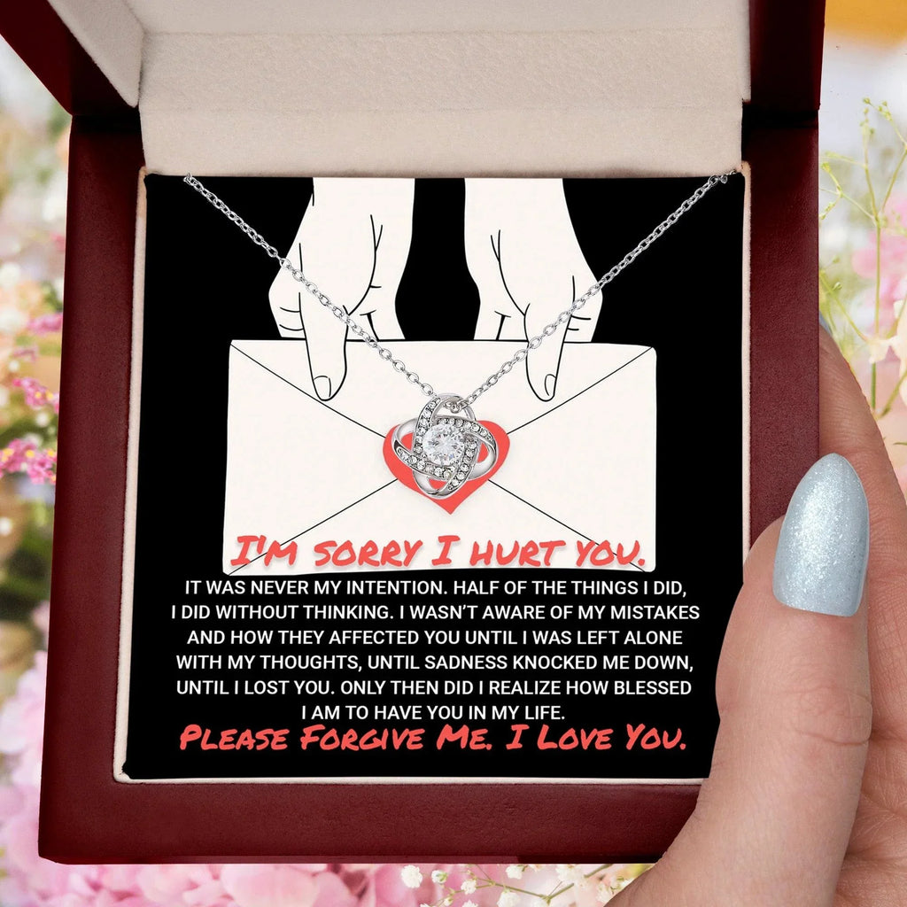 Apology Gift for Girlfriend, Wife, Soulmate-Sorry, Without Thinking - Love Knot Pendant Necklace