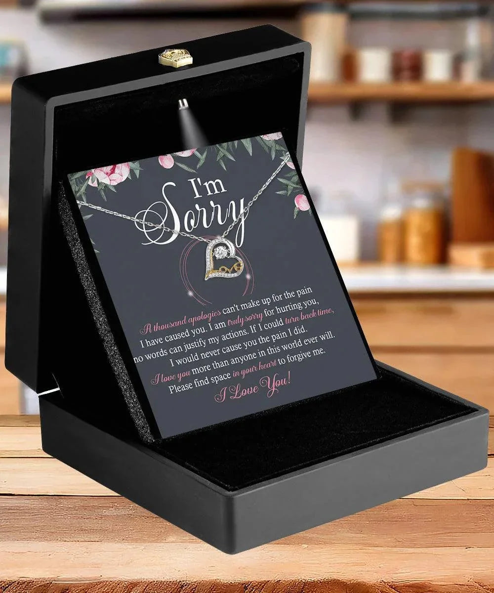 Apology Gift for Girlfriend, Wife, Soulmate - Sorry, World Ever Will - Love Dancing Heart Pendant Necklace