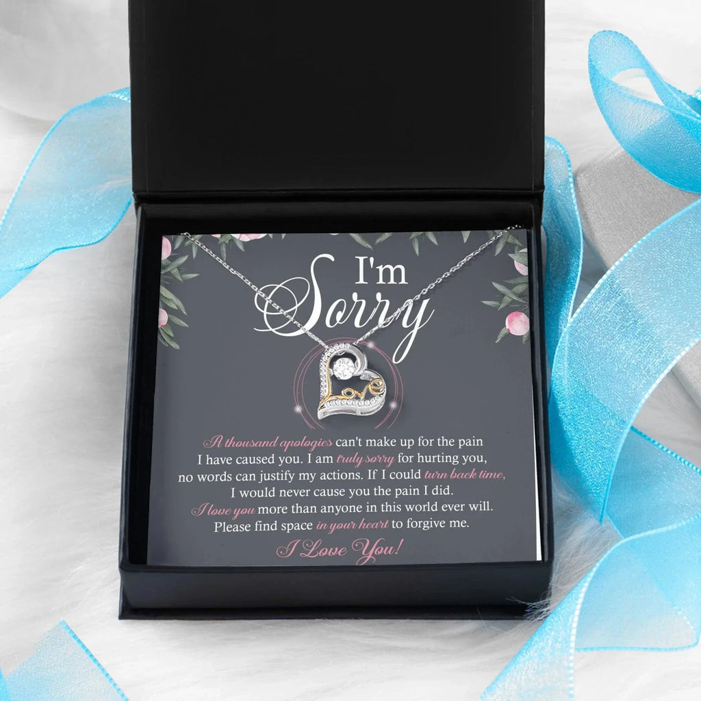 Apology Gift for Girlfriend, Wife, Soulmate - Sorry, World Ever Will - Love Dancing Heart Pendant Necklace