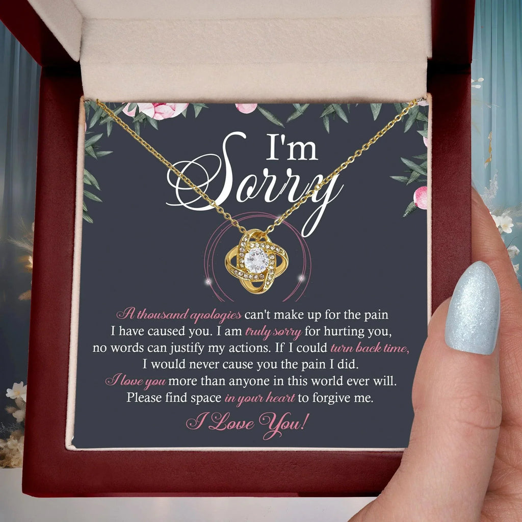 Apology Gift for Girlfriend, Wife, Soulmate - Sorry, World Ever Will - Love Knot Pendant Necklace