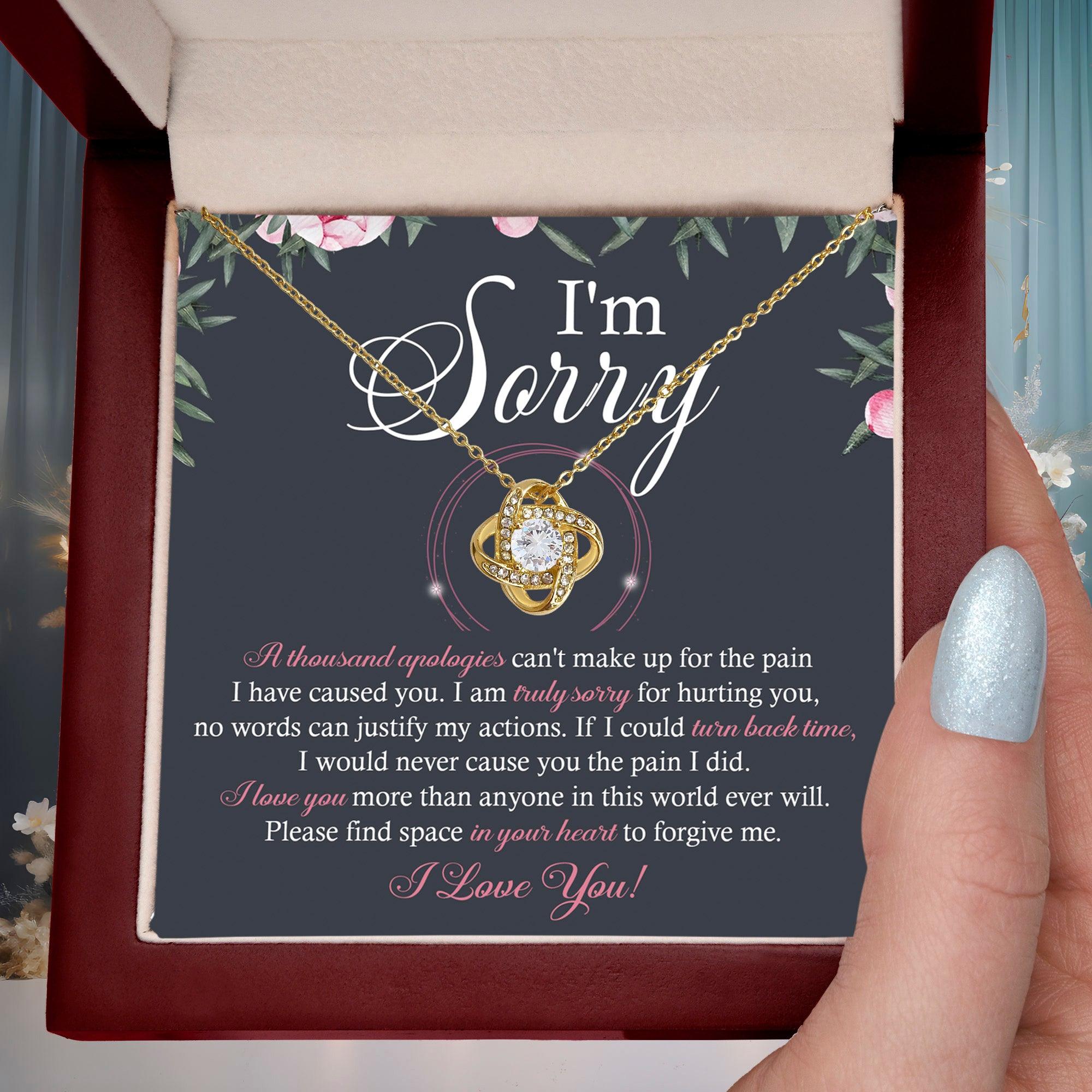 Apology Gift for Girlfriend, Wife, Soulmate - Sorry, World Ever Will - Love Knot Pendant Necklace - Mallard Moon Gift Shop