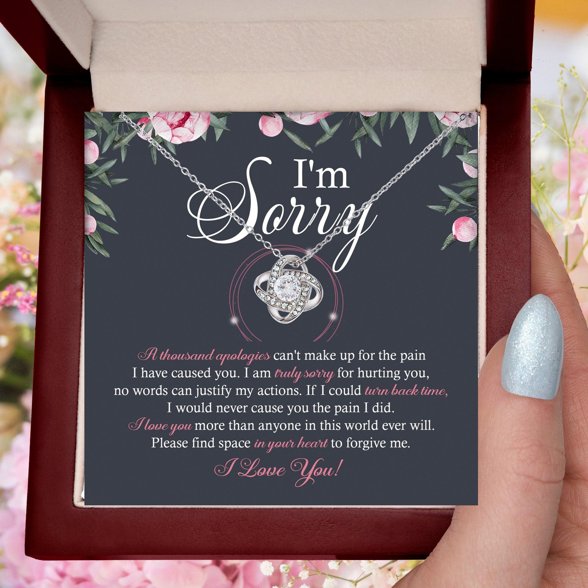 Apology Gift for Girlfriend, Wife, Soulmate - Sorry, World Ever Will - Love Knot Pendant Necklace - Mallard Moon Gift Shop