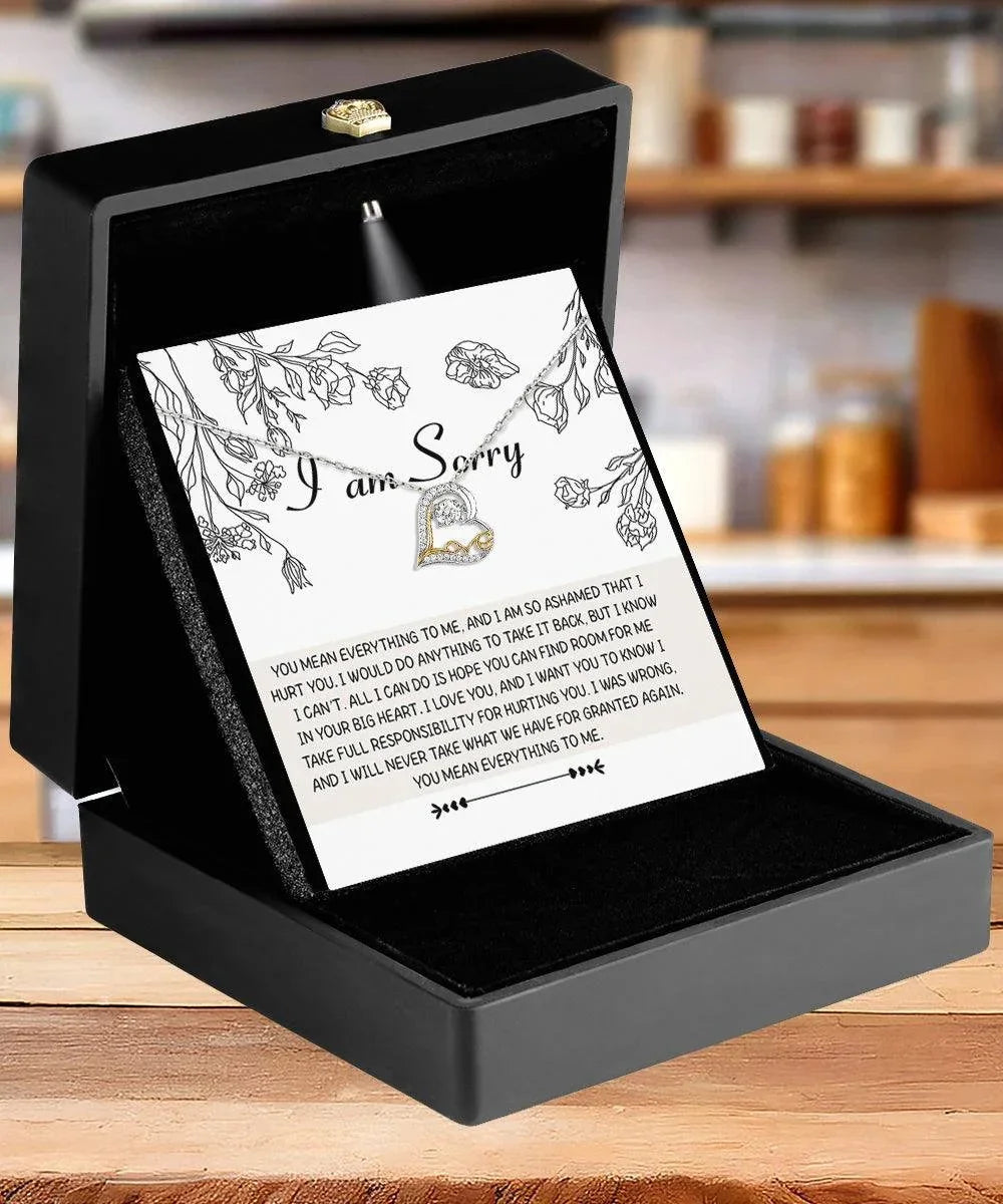 Apology Gift for Girlfriend, Wife, Soulmate - Sorry, Your Big Heart - Love Dancing Heart Pendant Necklace