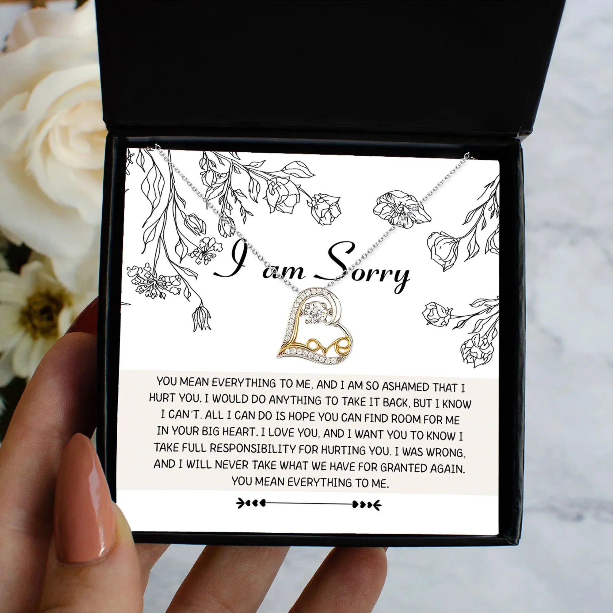 Apology Gift for Girlfriend, Wife, Soulmate - Sorry, Your Big Heart - Love Dancing Heart Pendant Necklace