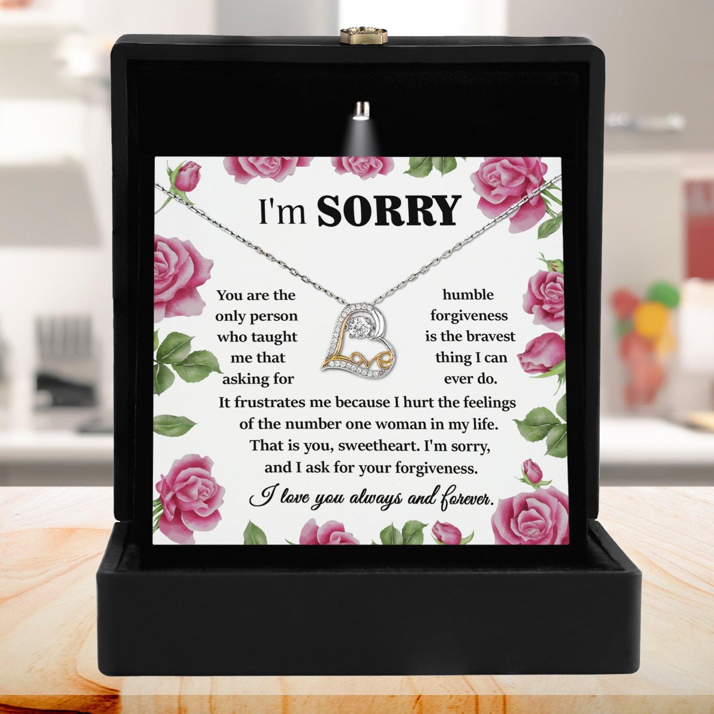 Apology Gift for Girlfriend, Wife, Soulmate-Sorry, Your Forgiveness-Love Dancing Heart Pendant Necklace - Mallard Moon Gift Shop