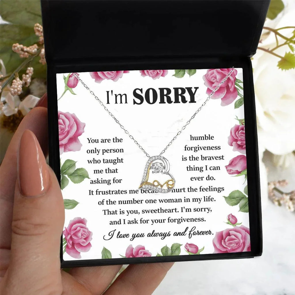 Apology Gift for Girlfriend, Wife, Soulmate-Sorry, Your Forgiveness-Love Dancing Heart Pendant Necklace