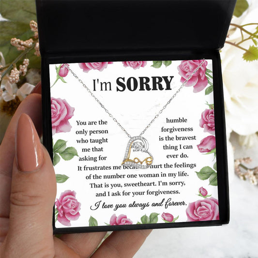 Apology Gift for Girlfriend, Wife, Soulmate-Sorry, Your Forgiveness-Love Dancing Heart Pendant Necklace - Mallard Moon Gift Shop