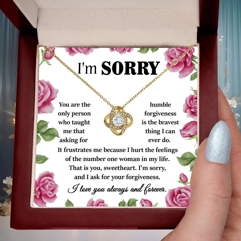 Apology Gift for Girlfriend, Wife, Soulmate-Sorry, Your Forgiveness-Love Knot Pendant Necklace